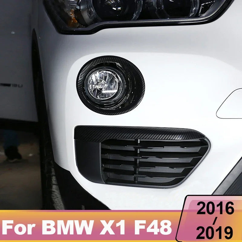 

For BMW X1 F48 2016 2017 2018 2019 ABS Carbon Car Front Fog Light Lamp Cover Trim Decoration Sticker Auto Accessories