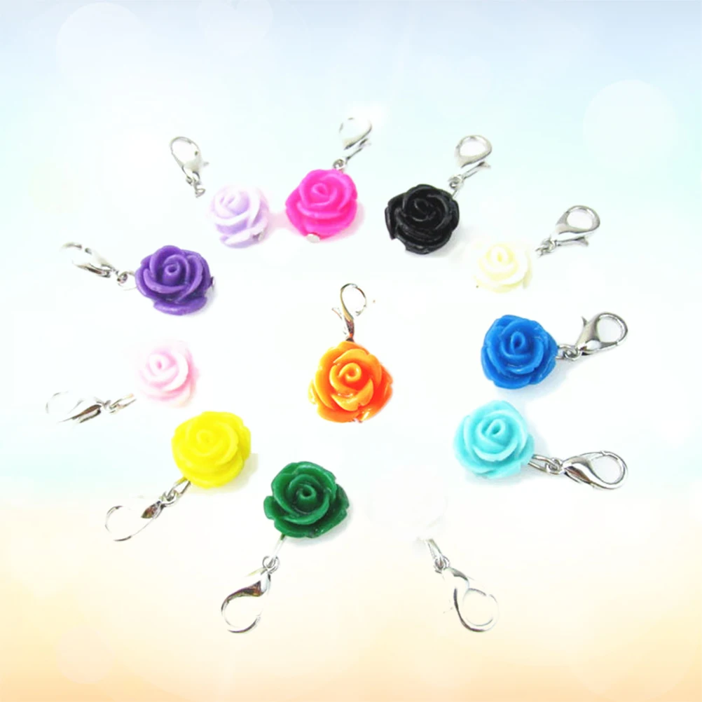 

20 Pcs Rose Necklace Pendant Miniature Charm Accessories Beads for Jewelry Making