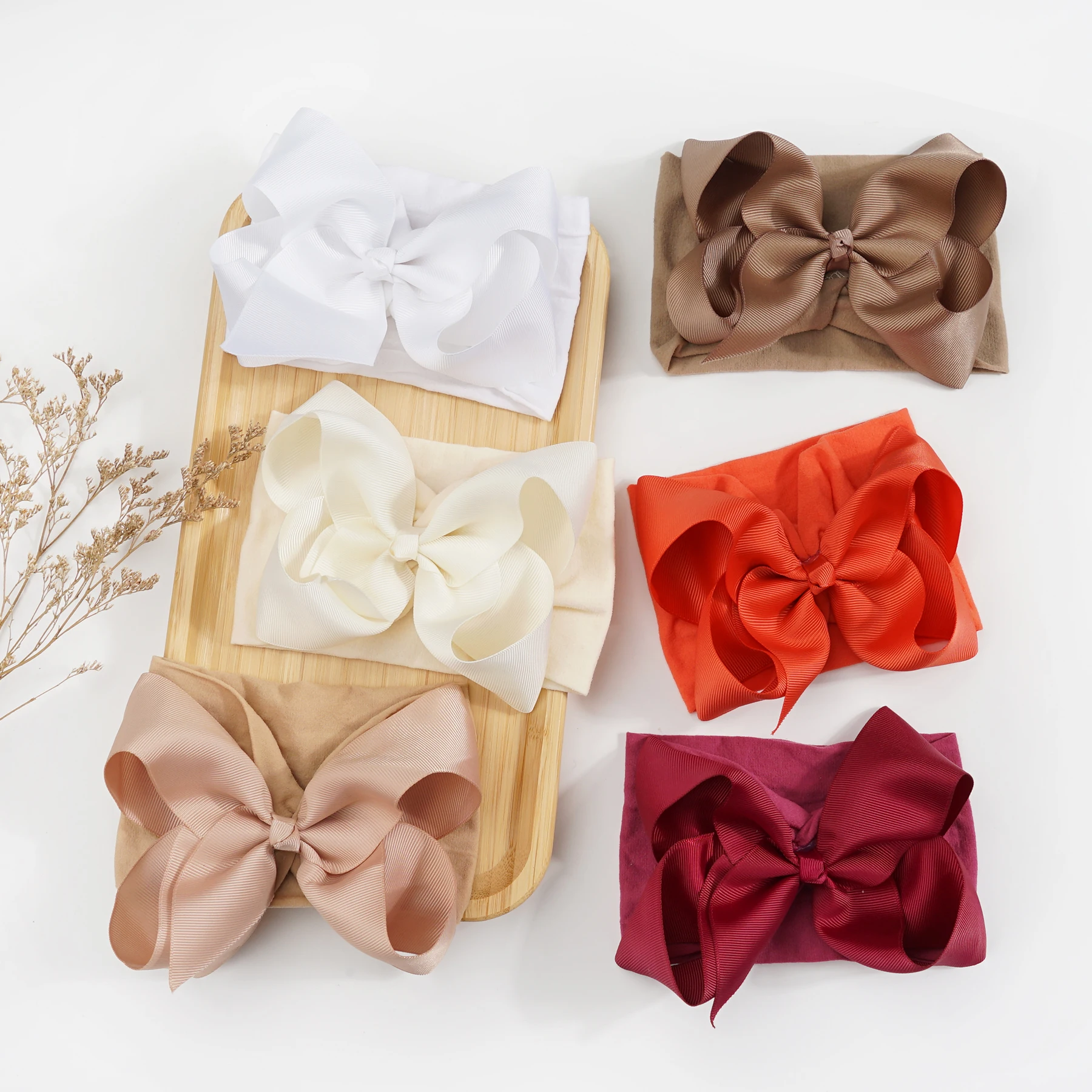 6/12/22 Pieces 6 Inch Soft Elastic Nylon Headbands Hair Bows Headbands Hairbands for Baby Girl Toddlers Infants Newborns