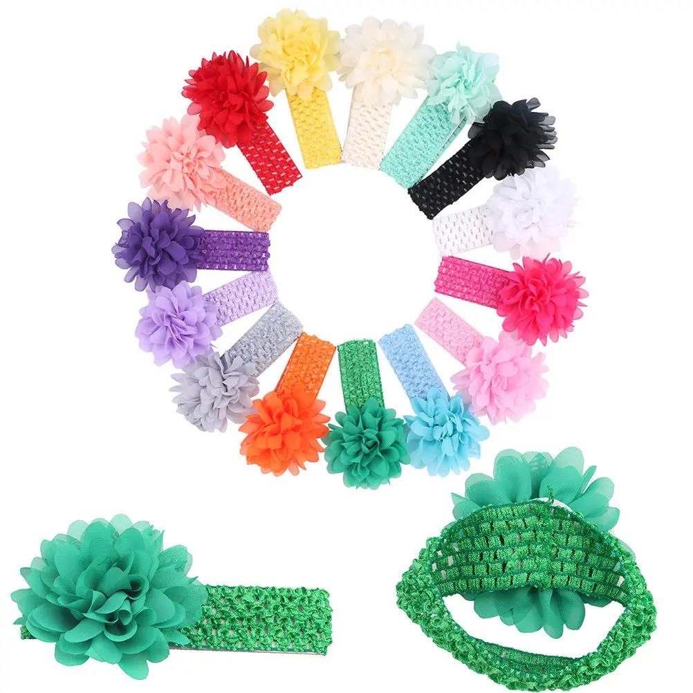 12Pcs Girls Headband Floral Chiffon Baby Headband Soft Comfortable for Infants Toddlers Birthday Christmas Baby Shower
