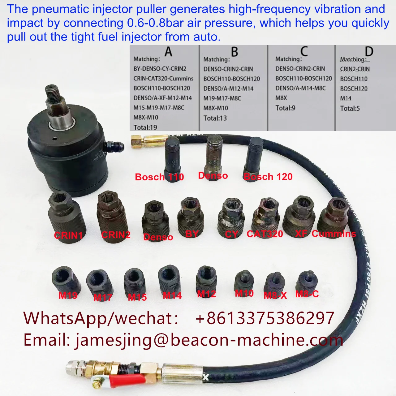 Promotion 1000NM  Common Rail Injector Repair Pneumatic Puller Extractor Hammer For Fuel Injector