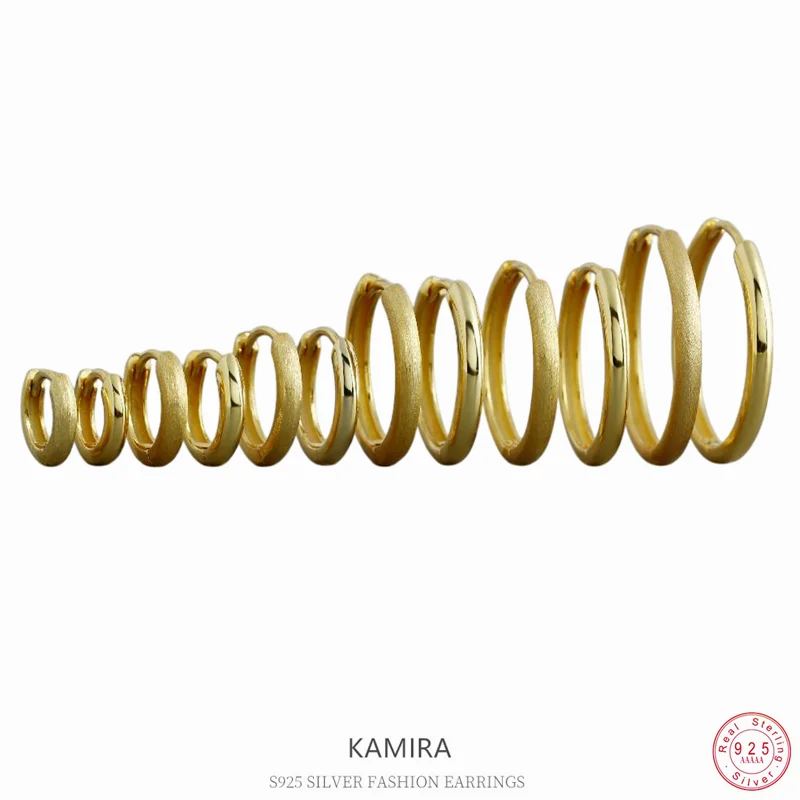 

KAMIRA, классические универсальные простые геометрические круглые серьги из стерлингового серебра 925 пробы для женщин, вечерние матовые гладкие ювелирные аксессуары