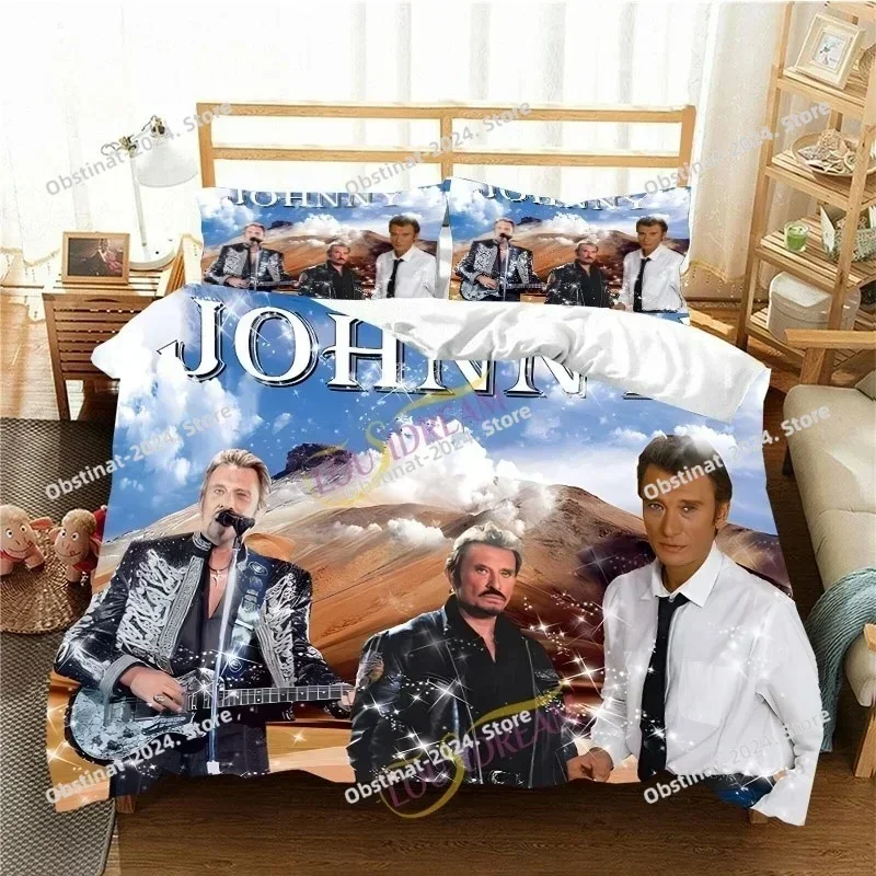 France Rock Singer J-Johnny H-Hallyday Bedding Set Printed single Comforter Duvet Cover Pillow Case 3 Pieces Set Kids Adult Size