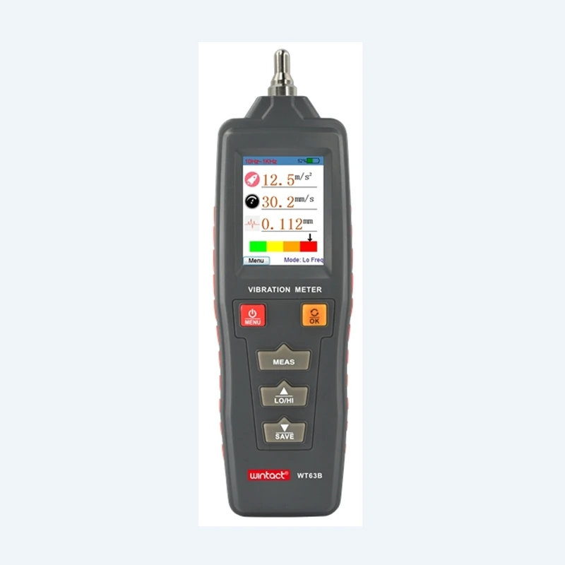 WT63B Vibration Analyzer – Color LCD Digital Meter High/Low Frequency Tester for Acceleration Velocity Displacement