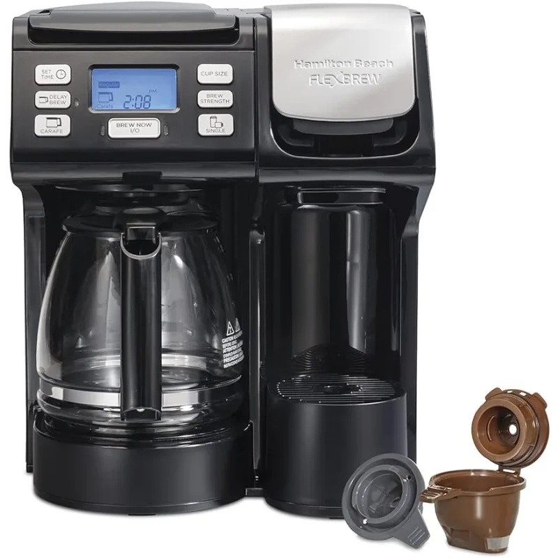 

Hamilton Beach FlexBrew Trio 2-Way Coffee Maker, Compatible with K-Cup Pods or Grounds, Combination Single Serve & Full 12c Cara