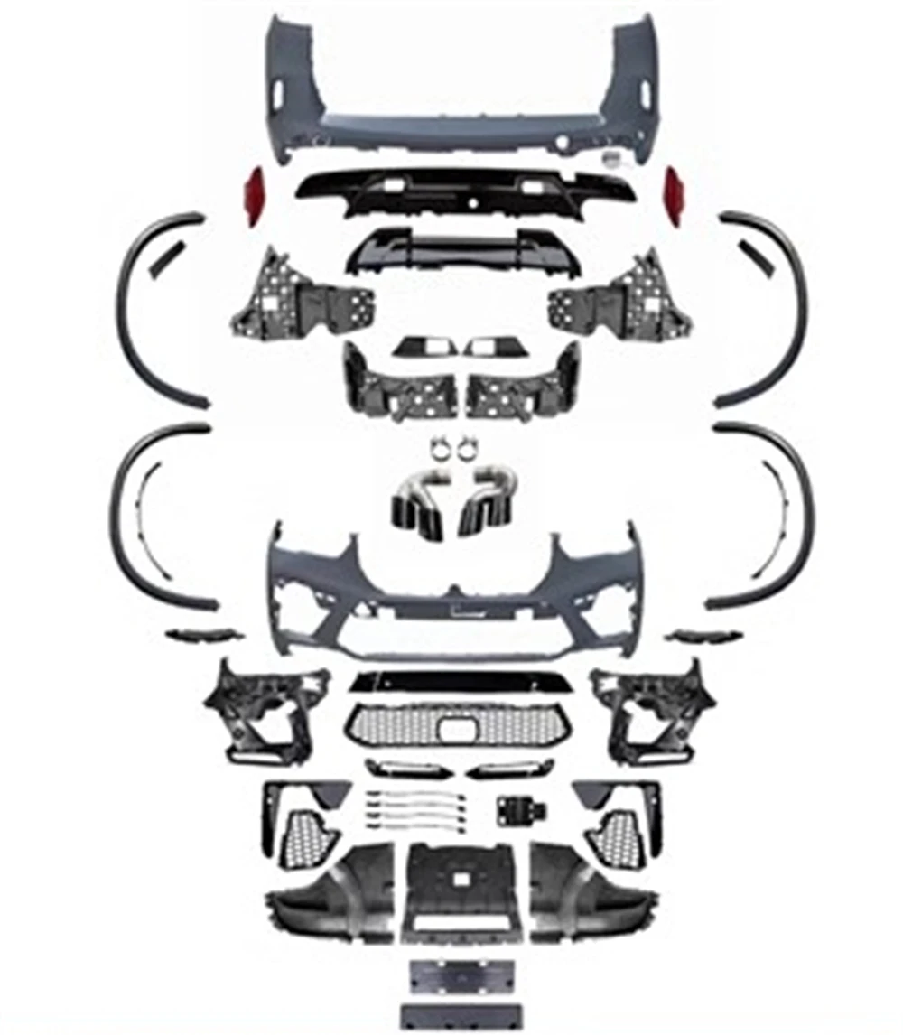 

Комплект для кузова автомобиля, объемный передний и задний бампер для BMW X5, модифицированный X5M E70, передняя и задняя губы