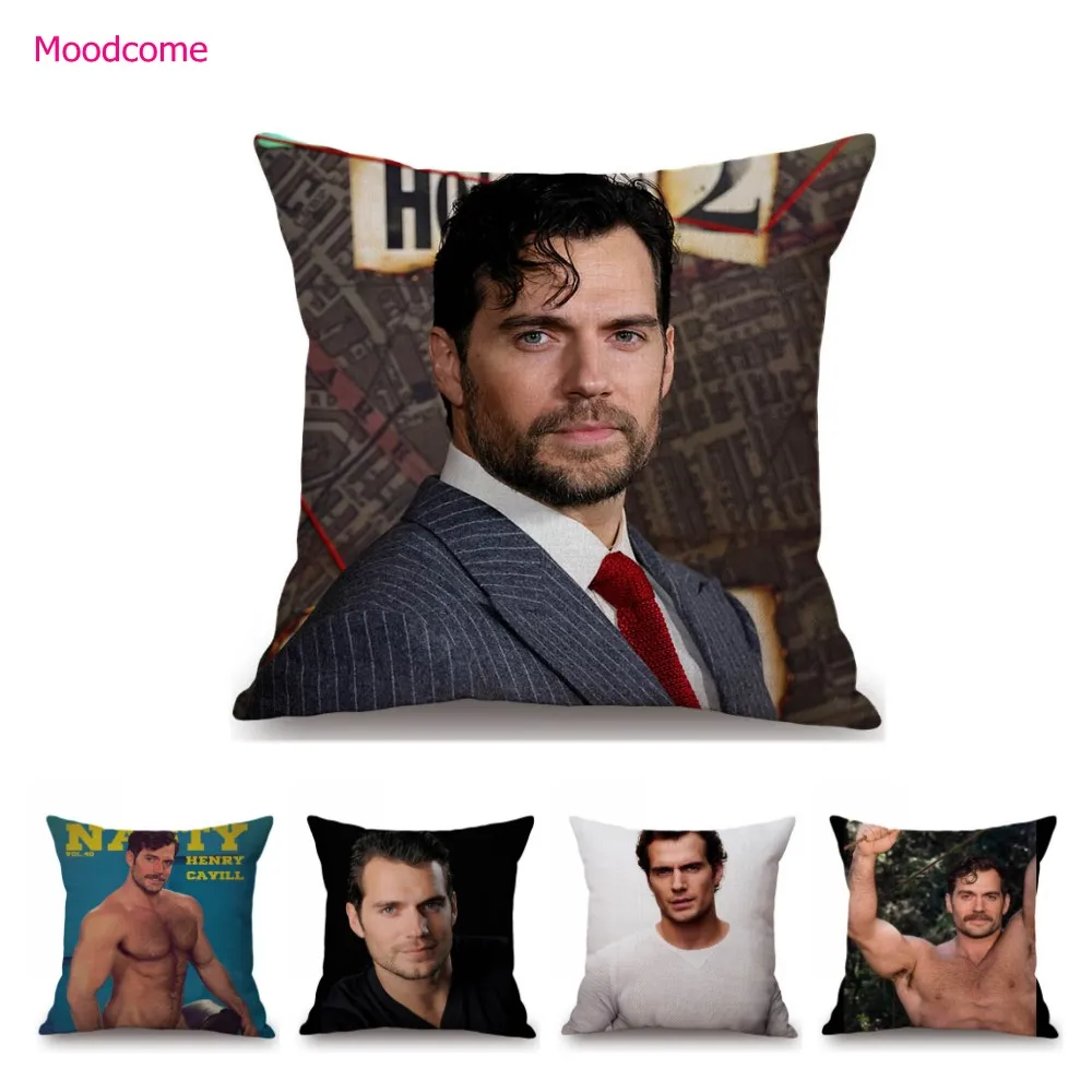 Sexy Handsome Super Star Henry Cavill Muscle Man Fans Gift Cotton Linen Sofa Throw Pillow Case Home Decoration Art Cushion Cover