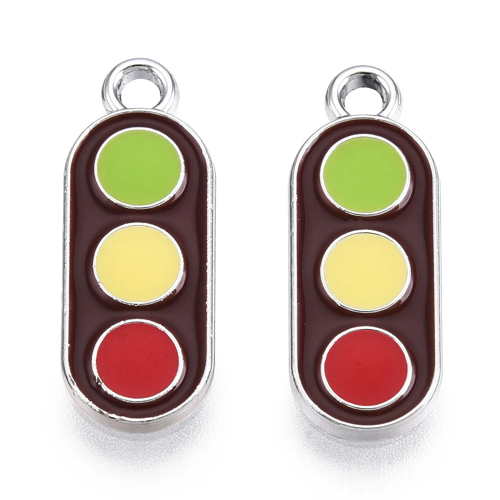 10Pcs Traffic Light Charms Jewelry Findings Pendant Platinum Plated Alloy Pendants with Enamel for Women Festival Gifts Jewelry