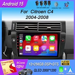 Leitor Multimédia Rádio Automóvel Android 13, 2 Din, Estéreo, DVD, Carplay para Citroën C4, C-Triomphe, C-Quatre, 2004, 2005, 2006, 2007, 2008, 2009