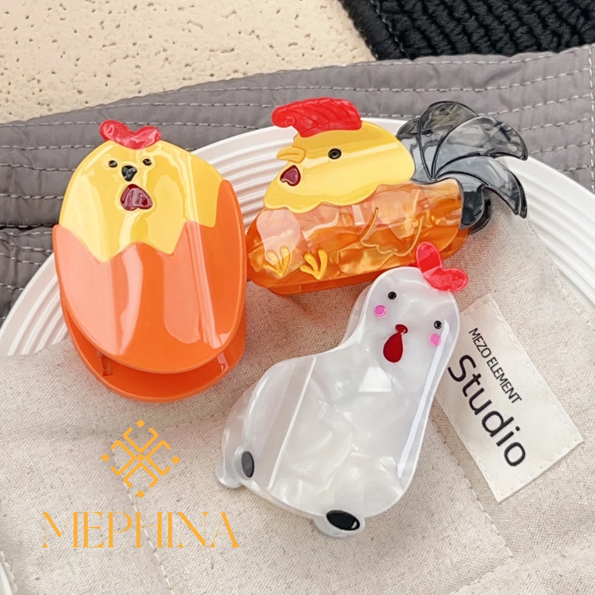 

MEPHINA Animal Hair Claw Clips Chicken Hair Claws Cock Hair Clips Cartoon Hair Pins Unique Cute Hair Claws Accessories for Women