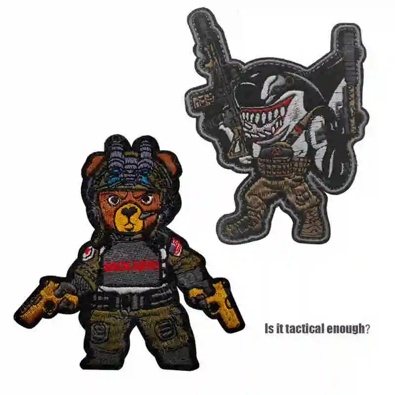 Soldier Tactical Embroidered Patches Skull Helmet Warrior Bear Patch Armband Decorative Badges Sticker Appliqued For Clothing