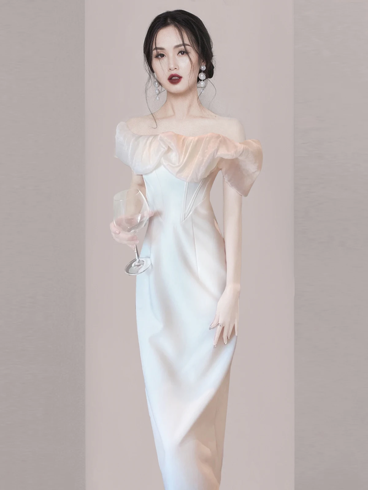 

Spring 2026 Sexy One-oulder Wedding Dr Eggplant Color Evening Gown for Women mid Waist A-Line Skirt ort Sve