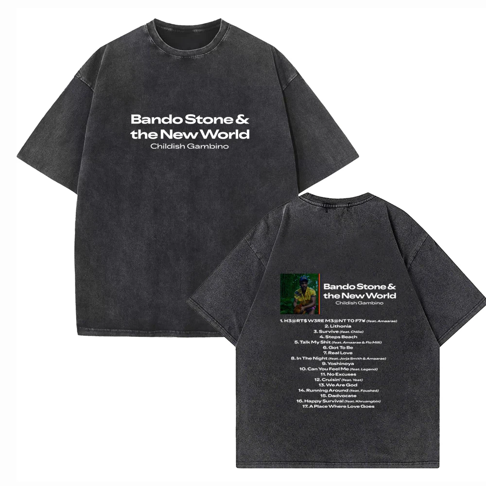 

Childish Gambino Bando Stone and The New World 2024 Fans Gift Shirts Vintage Harajuku Cotton Summer Short Sleeve Unisex O-Neck