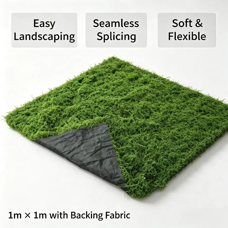 Artificial Moss Mat Faux Green Turf Carpet Cuttable Bonsai Ground Cover for Terrarium Fairy Garden Pot Topper Window Display