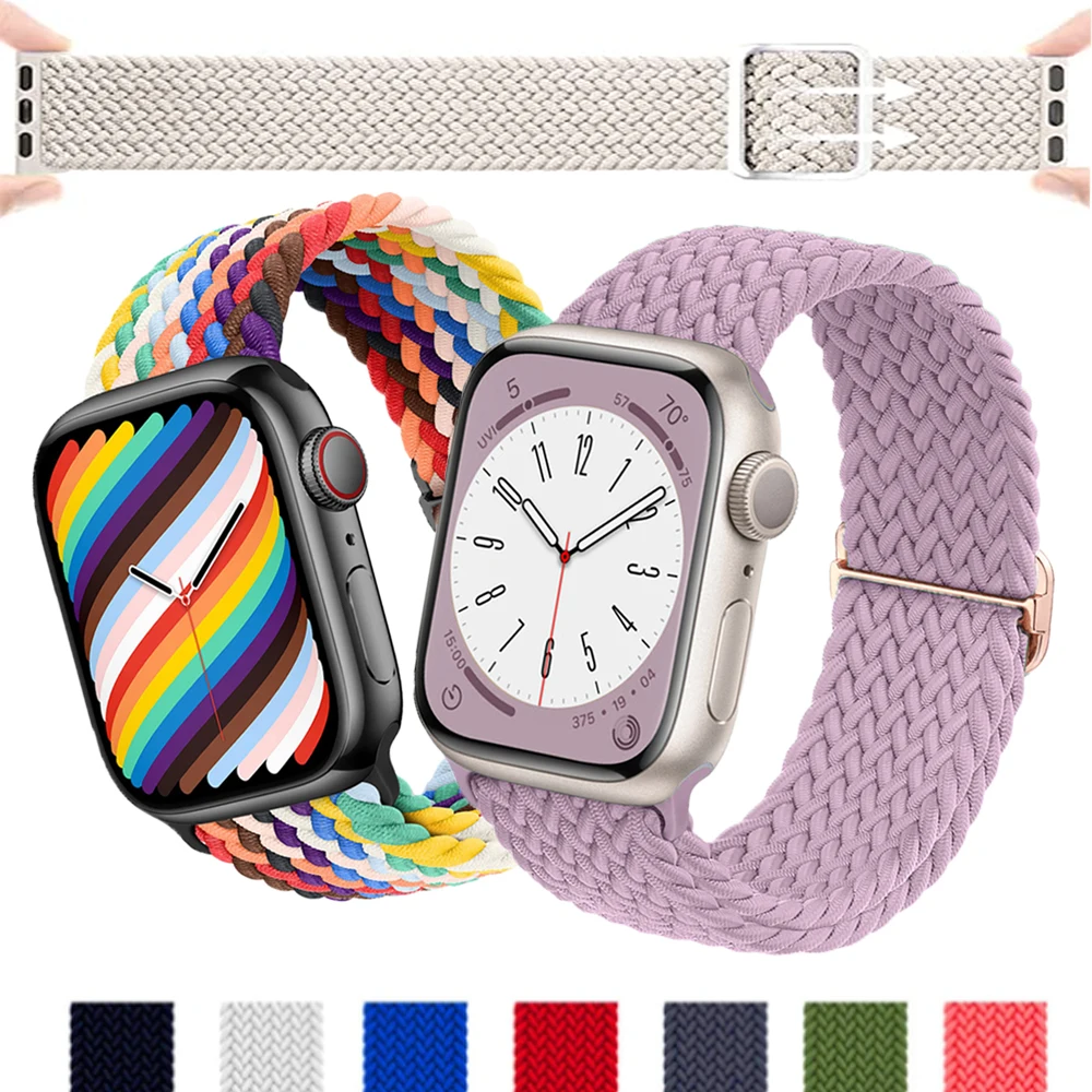 Strap For Apple watch band 44mm 40mm 45mm 41mm 42mm Elastic Braided Solo Loop bracelet corre iWatch series 8 3 se 6 7 Ultra 49mm