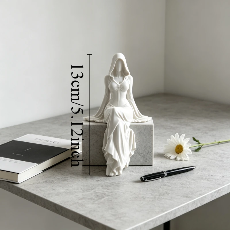 Statue Of Lady Reaper Desktop Ornament Mysterious Female Sitting Posture Dark Model Handicrafts Home Office Desk Decoration Gift