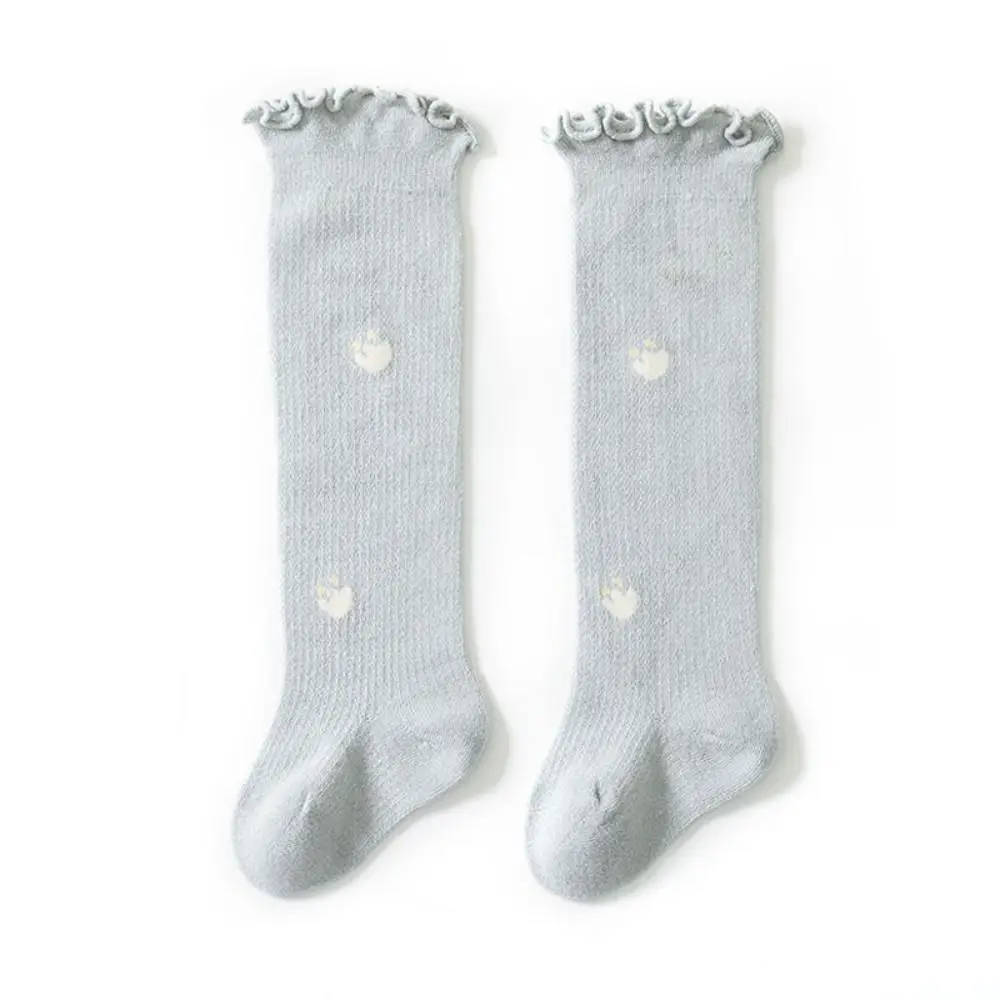 Fashion Summer Ruffle Knee Socks Mesh Breathable Long Stockings Solid Color Elastic Baby Socks Newborn Baby