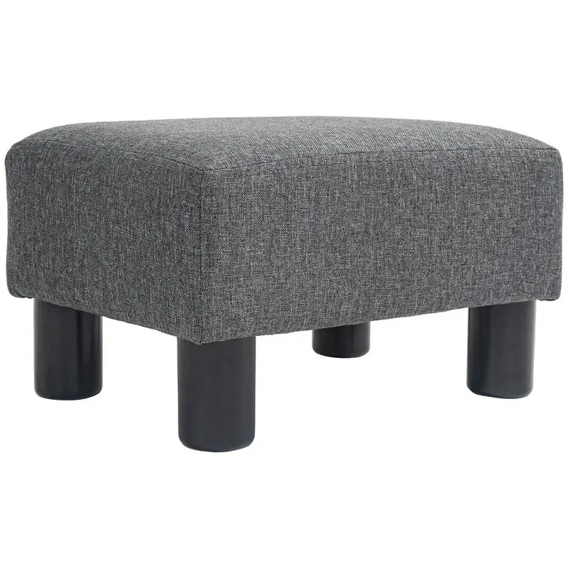 

Footstool/stool with linen-like fabric cover, foam filling, plastic legs, for various rooms, grey