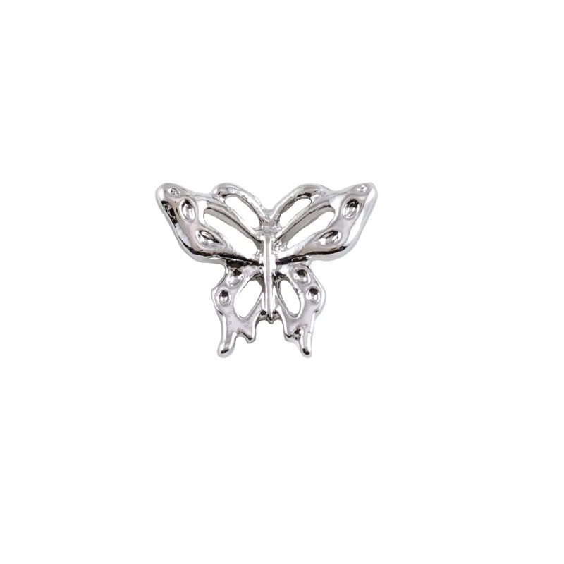 10 Pcs Silver Butterfly Nail Decoration Metal Bow Butterfly Wing Luxury Jewelry Nail Art Charm 3D Manicure Accessories Supplies