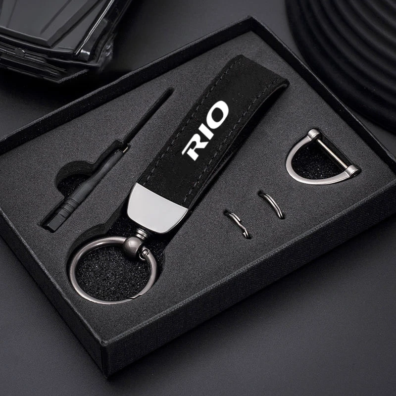 Car Key Chain Rings Metal Leather Keychain Exquisite Anti-lost Universal Keyring For KIA RIO 2 3 4 5 Xline x line Accessories