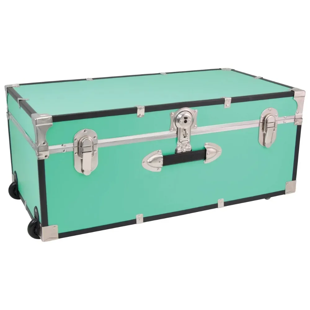 

30" Trunk with Wheels & Lock, Teal Durable Easy Move Home Storage & Organization