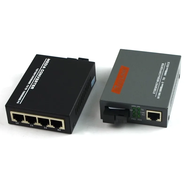 Gigabyte fiber media converter,SC  1 RJ45 + 1f4 RJ45 10/100/1000M, 20km, 1 pair
