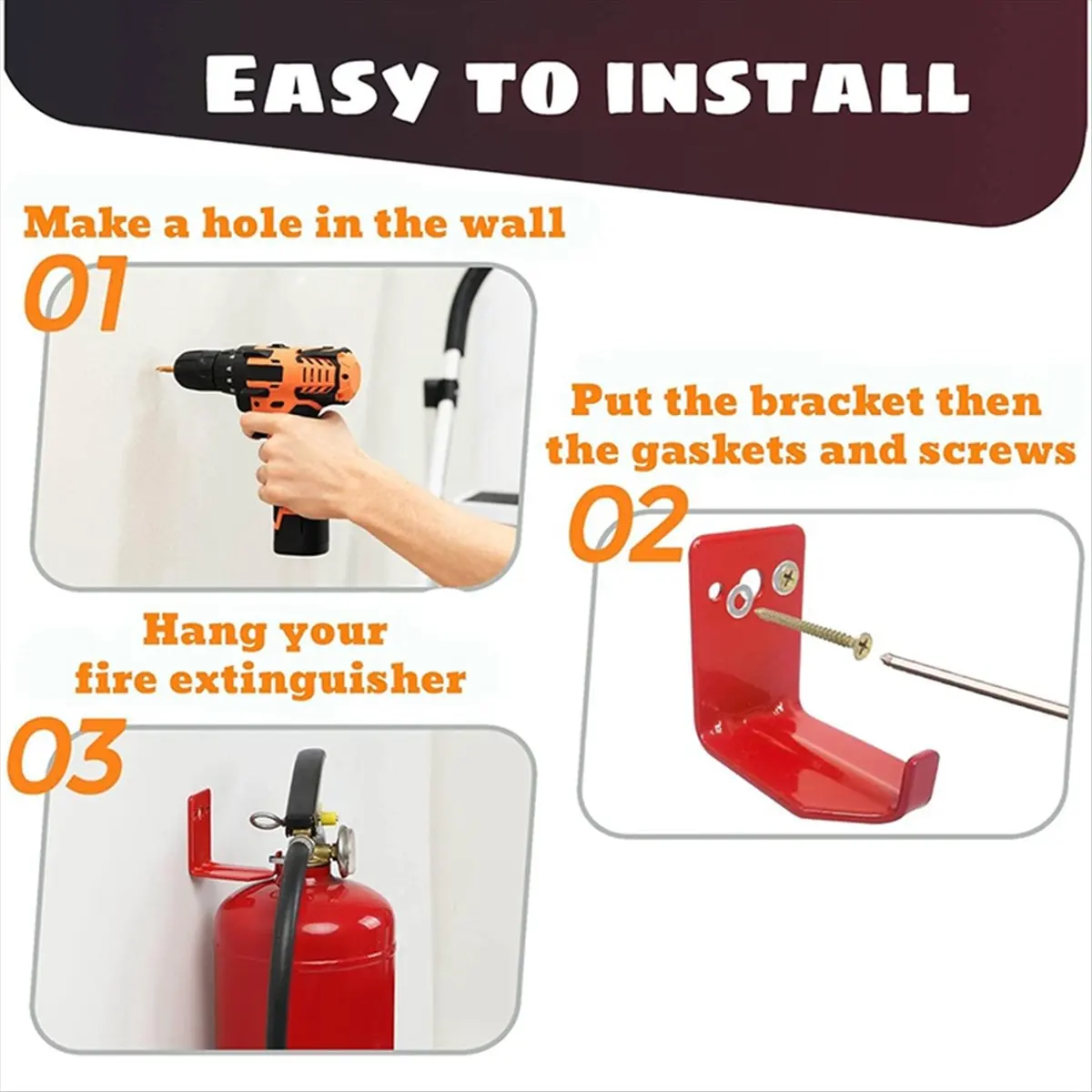 AA1178~Fire Extinguishe Mount, Wall Hook, Fire Extinguishe Bracket Up to 40 Lbs Extinguishers, Suitable for Fire 12 Pack