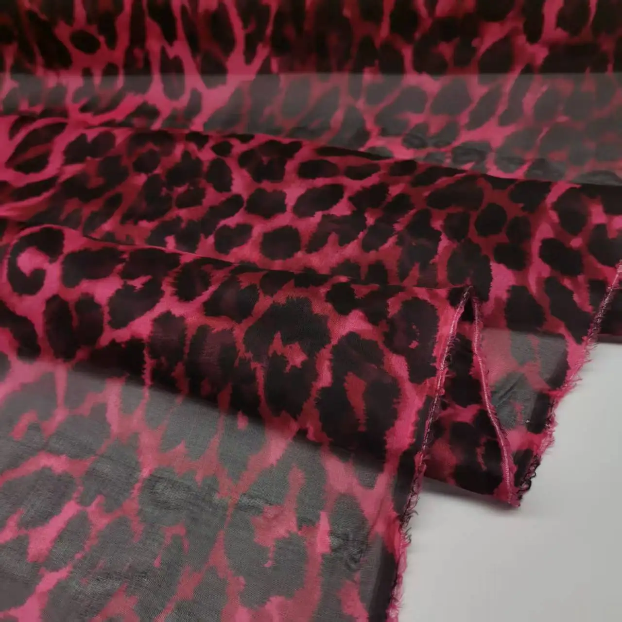100% Pure Silk Leopard Chiffon Thin Fabric Width 135cm Soft Dress Scarf DIY Sewing Material