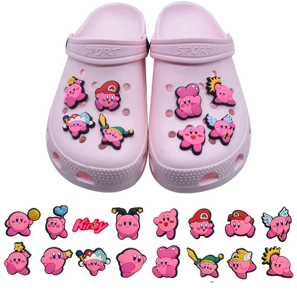 Kirbys Shoes Charms Buckle Garden Shoe Decoration Sandals Cute Anime Cartoon Slipper Accessories Kids Birthday Gifts