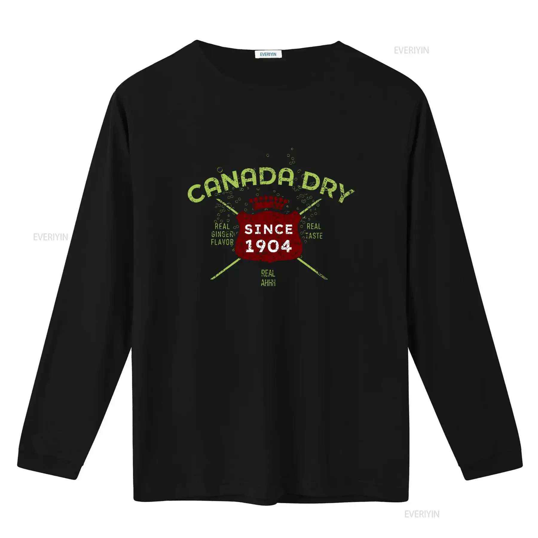 Canada Dry Since 1904 Real Ginger Flavor T Shirt Retro Design with Crown Bubbles Comfortable Cotton vintage Washed Casual Soft