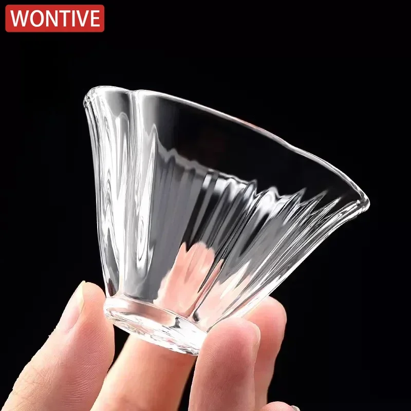 1-2 uds 40ML tazas de té pequeñas de pétalos de estilo japonés taza individual taza de té de vidrio especial resistente al calor taza maestra de cristal transparente
