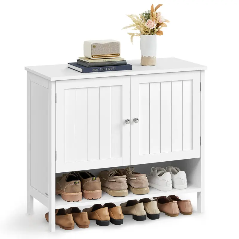 

Hot Sale White Wood 12 Pair Shoe Storage Cabinet