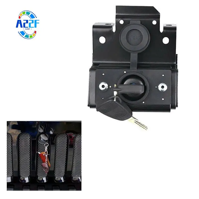 

A22F-New Hood Catch Lock Latch Buckle Kit With Key For Jeep Wrangler JK Unlimited 2 Door 4 Door 2007-2016