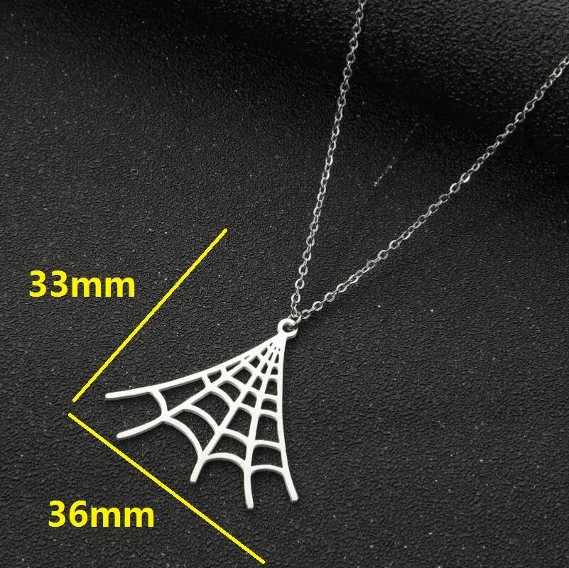 SMJEL Halloween Necklace Stainless Steel Spider Web Witch Ghost Skeleton Skull Pendant Necklace Men Jewelry Gift