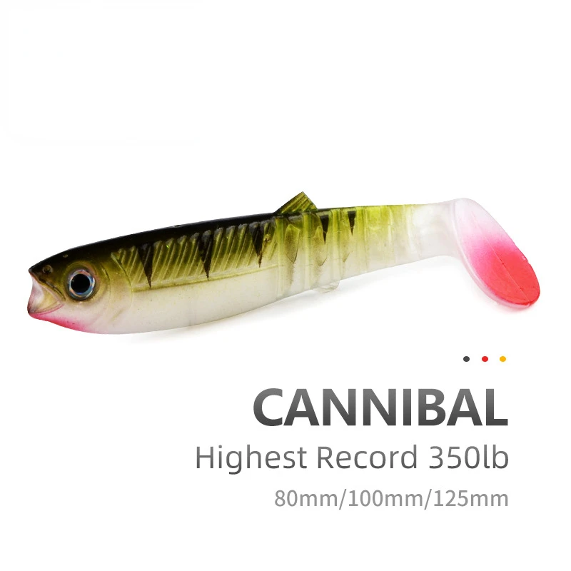 100mm Fishing Lures Wobblers Soft Lures 5PCS  Artificial Soft Cannibal Baits Fishing Silicone Shad Worm Bass Baits