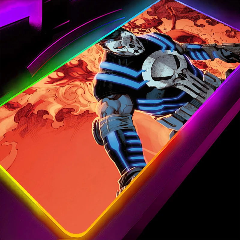 لوحة ماوس للألعاب RGB بإضاءة خلفية كبيرة لألعاب الكمبيوتر، لوحة ماوس LED بيضاء مطاطية مع حافة قفل، حصيرة ماوس الألعاب XXL