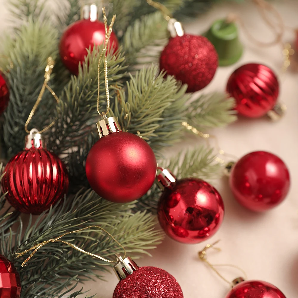 36 قطعة 3/4 سنتيمتر كرات عيد الميلاد شجرة عيد الميلاد الديكور الحلي للمنزل ديكور 2025 السنة الجديدة نافيداد قلادة الكرة اكسسوارات