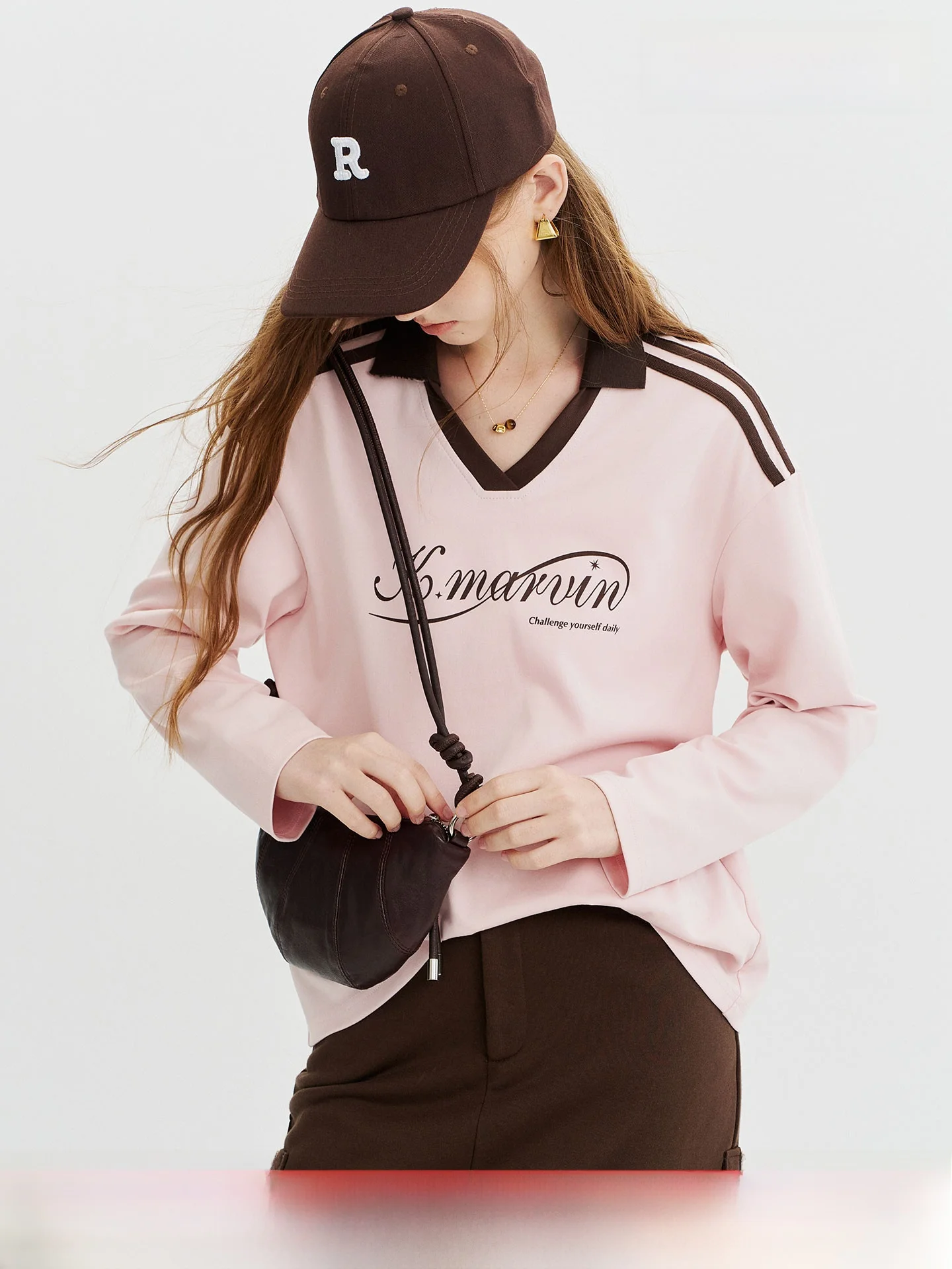 Soft Cotton Long Sleeve  T-Shirt Autumn Women's Retro Sport Style Color Block Double Bar Top Comfortable Breathable Knitt...