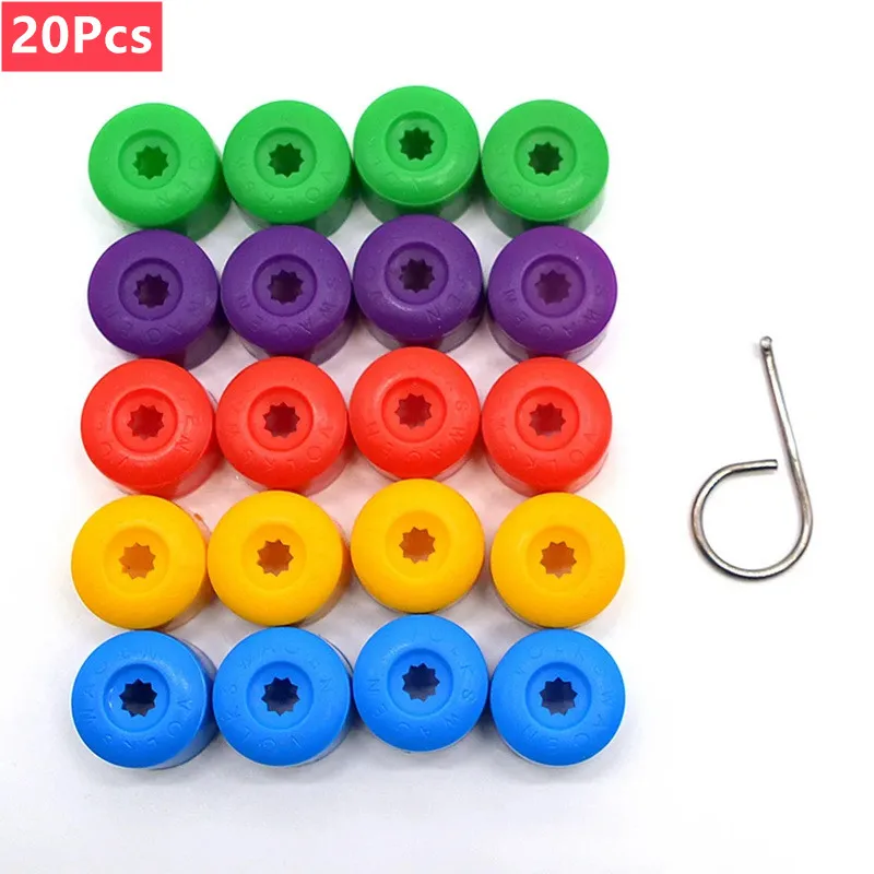 20Pcs Car Wheel Cover Hub Nut Bolt Covers Cap 17mm Auto Tyre Screws Exterior Protection Accessories Universal Nut Bolt Dust Proo