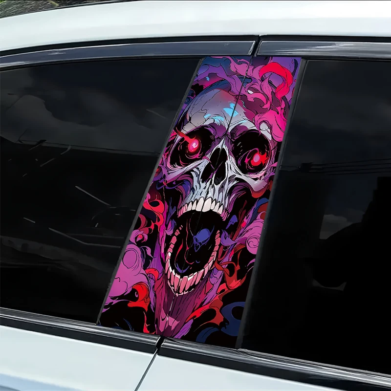 

2 наклейки на B-стойку автомобиля, виниловая защитная пленка с изображением черепа