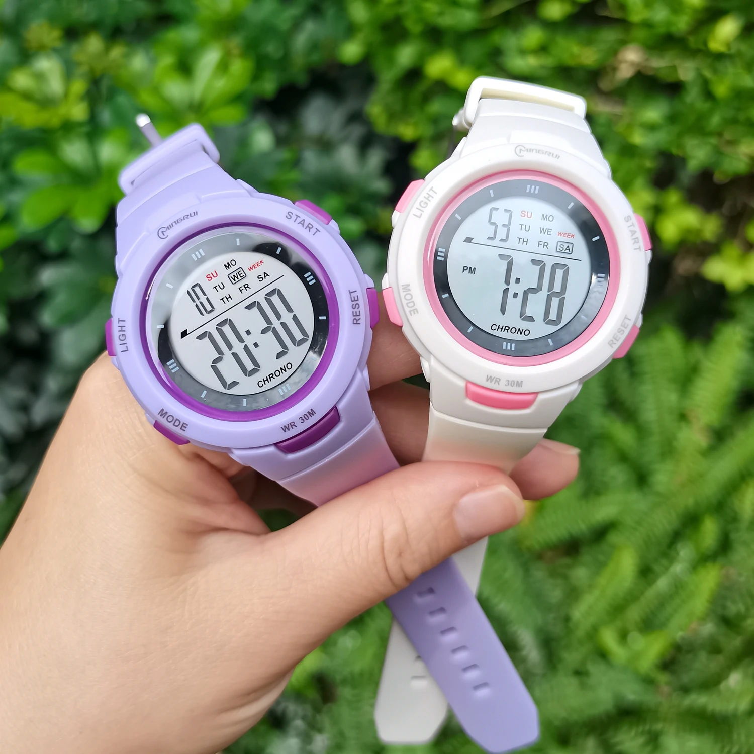 Ohsen crianças esporte relógios 50m à prova dwaterproof água roxo silicone eletrônico relógio de pulso digital crianças para meninos meninas presente