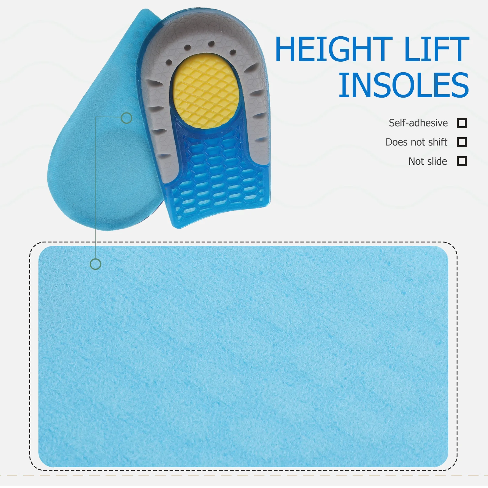 

Inner Heighten Pads Comfortable Half Shoe Insoles Non-Slip Durable Invisible Foot Shape Conform Snugly Lift