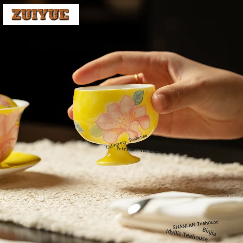 

85 мл ручная роспись чайная чашка с лилией, элегантная чайная чаша, набор чашек, персональная чашка для дегустации чая, чашки Jianzhan Master, товары для чая