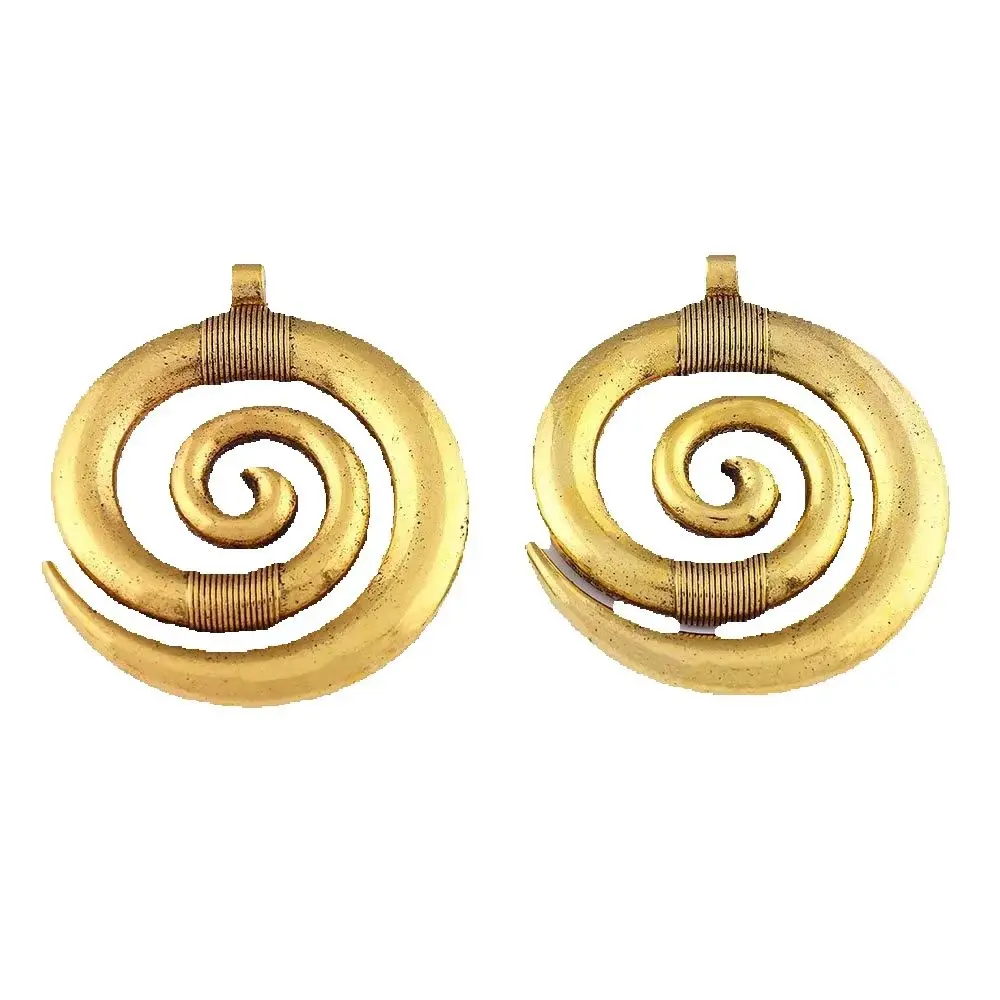 5 x Antique Gold Color Large Vortex Swirl Spiral Style Round Charms Pendants For DIY Necklace Jewelry Making Accessories