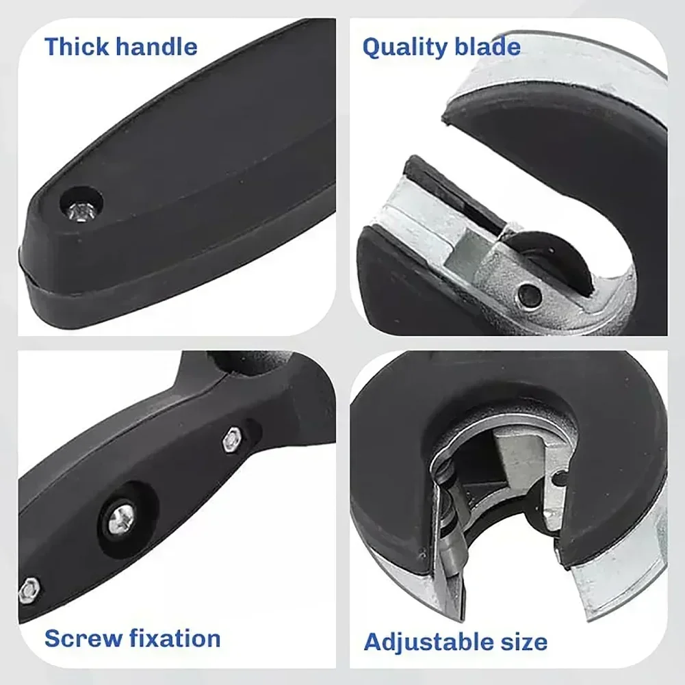 

Труборез с храповым механизмом для труб из нержавеющей стали, меди и алюминия, диапазон резки от 8 до 29 мм. Легкое управление одной рукой.