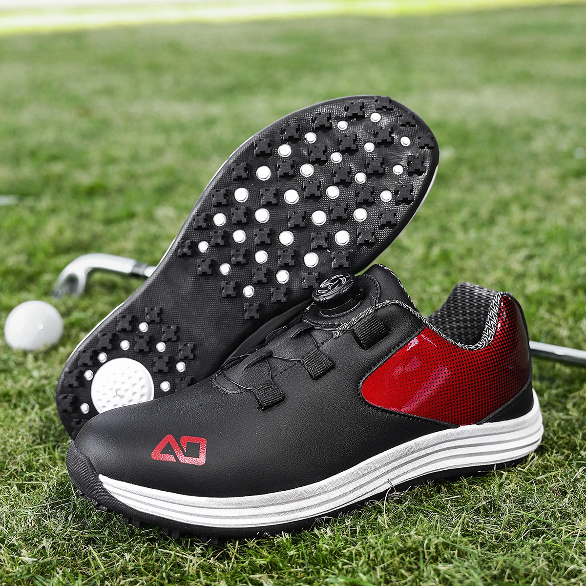 Men's Golf Shoes, New Style, Fashionable, Simple, Versatile, Solid Color, Waterproof Upper, Stylish Casual Sports Shoes for Men, Outdoor Youth Fashion, Men's Shoes with Rotating Buckle Design, Thick Sole, Height-Increasing, Non-Slip, Simple Versatile White Shoes, Men's Fashionable Outdoor Walking Casual Shoes