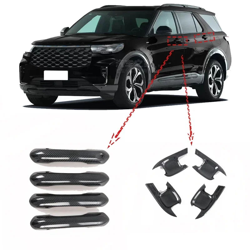 

For Ford Explorer 2023 2024 2025 Car Door Handle Trim External Protective Carbon Fiber Stickers Accessories
