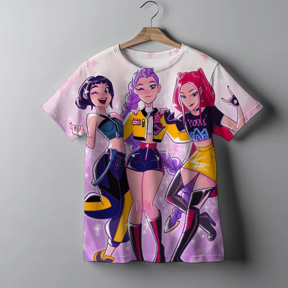 أزياء عارضة الاطفال تي شيرت KPop شيطان الصيادين بارد الفتيات المحملة أعلى مضحك هدية لمحبي التي شيرت-KPop شيطان الصيادين الملابس