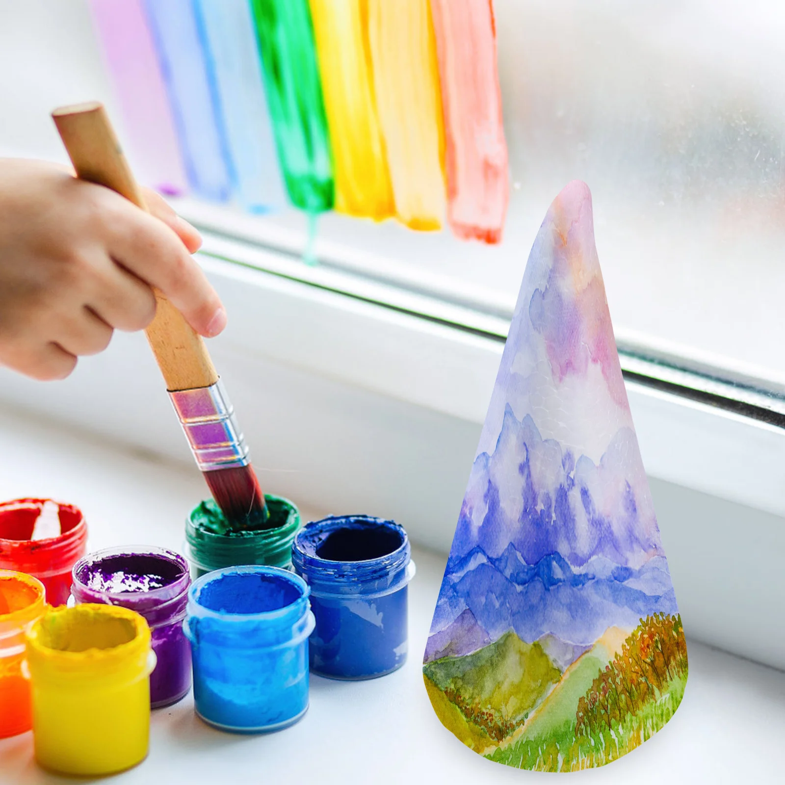 

Foam Cone Decor 6pcs White DIY Craft Ornaments for Christmas Tree Holiday Party Wedding Desk Decor Handmade Accessory