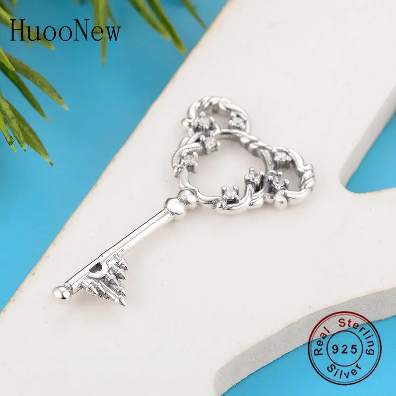 925 Sterling Silver Plant Mickey Shape Key Zirconia Bead Fit Original Brand Charm Bracelet Necklace Making Handmade Berloque